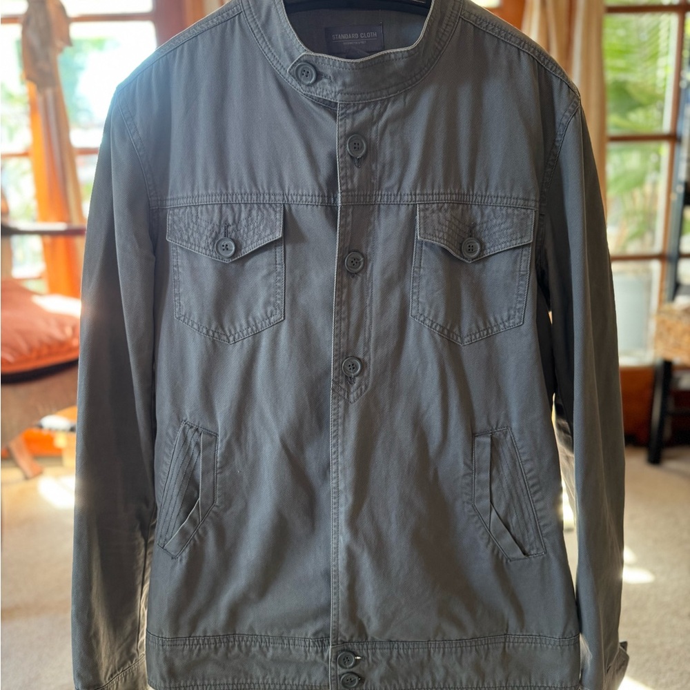 Men's Modern Military Style Gray Jacket Size Large